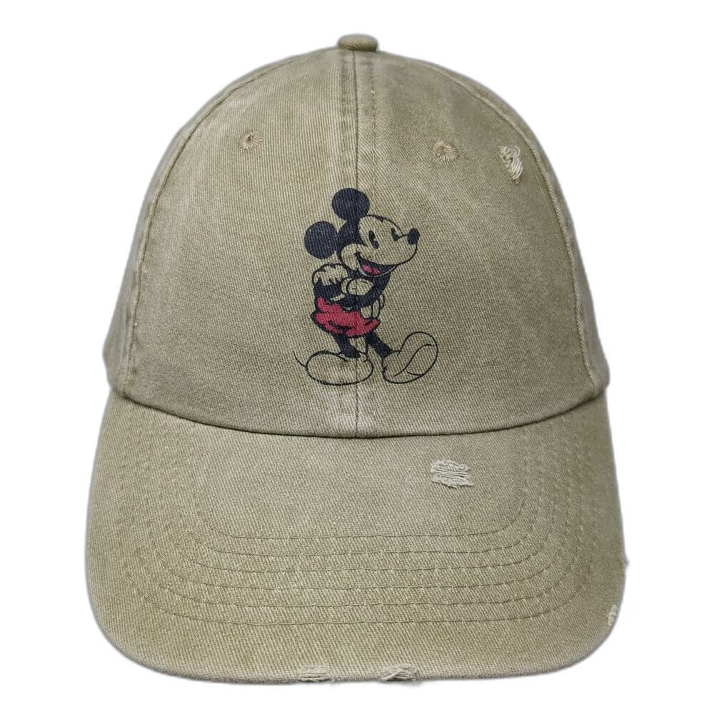 Disney Baseball Cap Green One Size Mickey Mouse Embroidered Slideback Cotton Hat